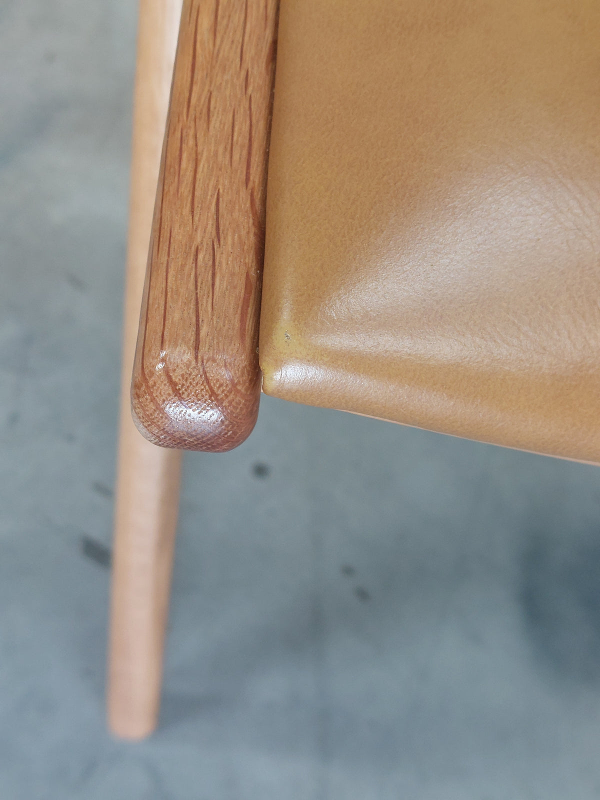John Lewis X-Ray Leather Dining chair, Oak/Camel