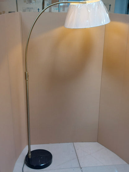 Bay Lighting Hettie Marble Floor Lamp, Black/Antique Brass
