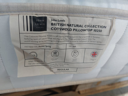 John Lewis British Natural Collection Cotswold Pillowtop 10250 Mattress, Regular Tension, Super King Size