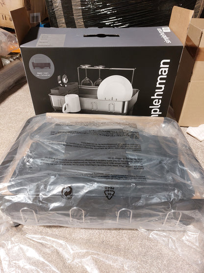 Simplehuman Steel Frame Dish Rack, Matte Black Steel