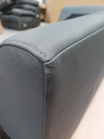 John Lewis Camden RHF Chaise Corner Leather Sofa, Dark Leg, Matt Navy