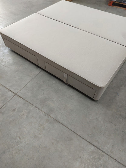 John Lewis Pocket Sprung Upholstered 4 Drawer Divan Base, Super King Size, Cotton Effect Beige