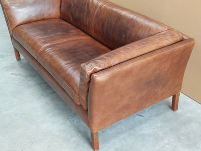 John Lewis Halo Groucho Medium 2 Seater Leather Sofa, Dark Leg, London Leather