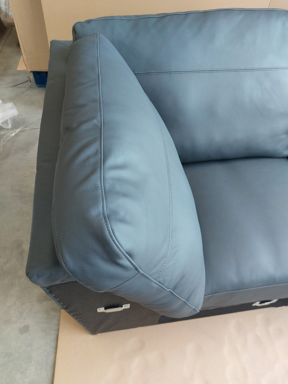 John Lewis Camden RHF Chaise Corner Leather Sofa, Dark Leg, Matt Navy