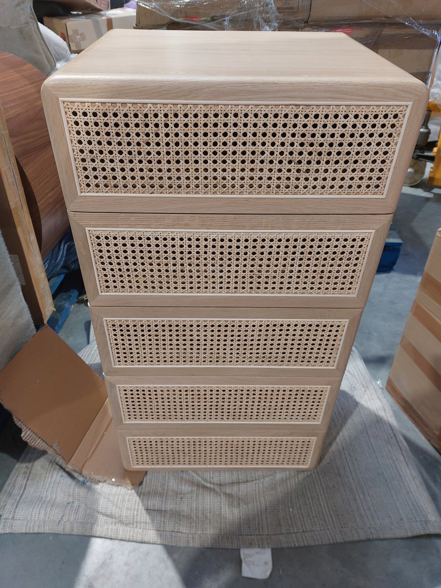 John Lewis Rattan 5 Drawer Tallboy Chest