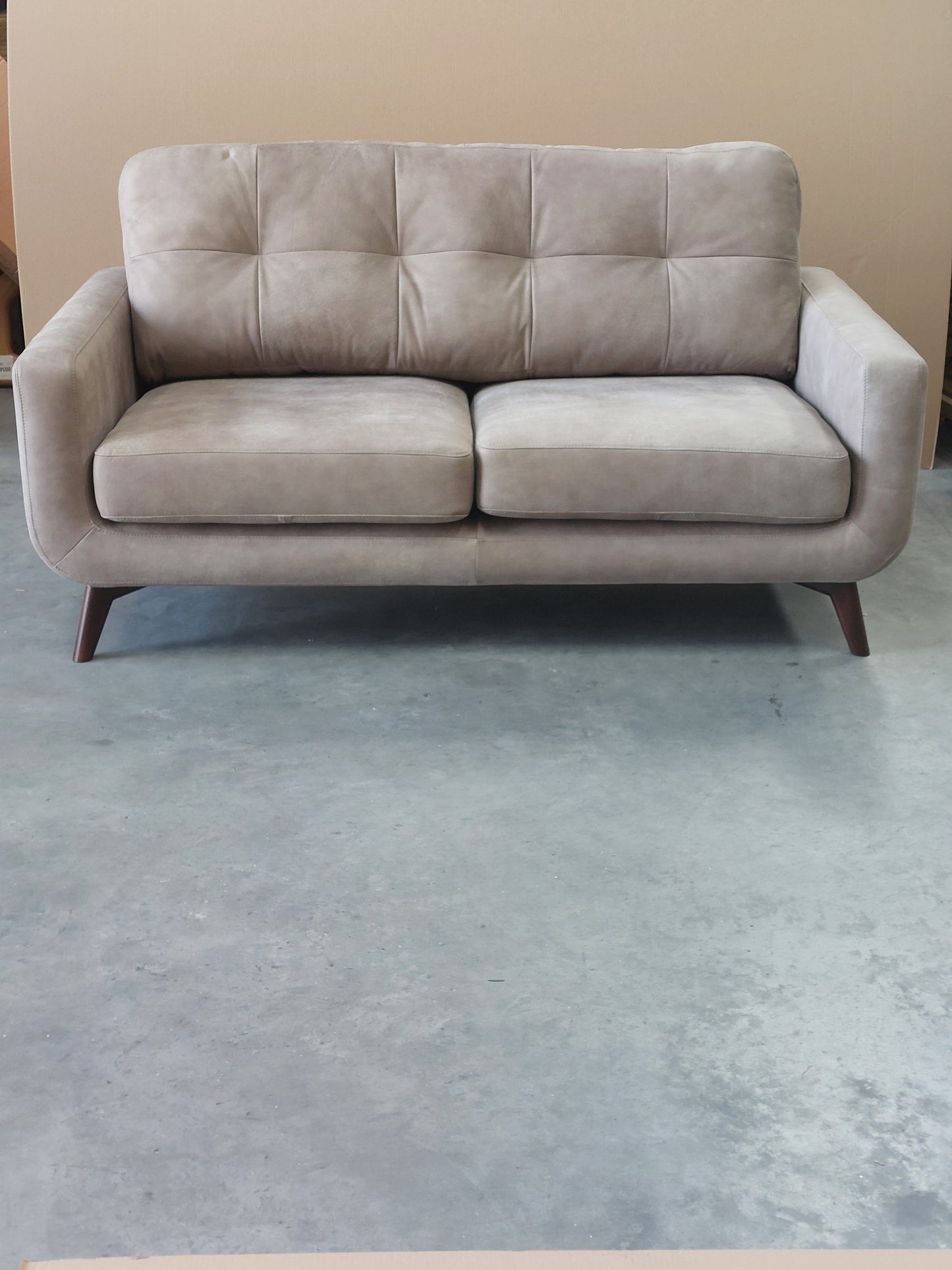 John Lewis Barbican Medium 2 Seater Leather Sofa, Dark Leg, Demetra Grey