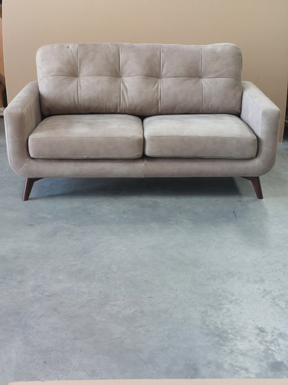 John Lewis Barbican Medium 2 Seater Leather Sofa, Dark Leg, Demetra Grey