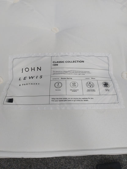 John Lewis Classic Collection 1200 Pocket Spring Mattress, Firm Tension, Small Double