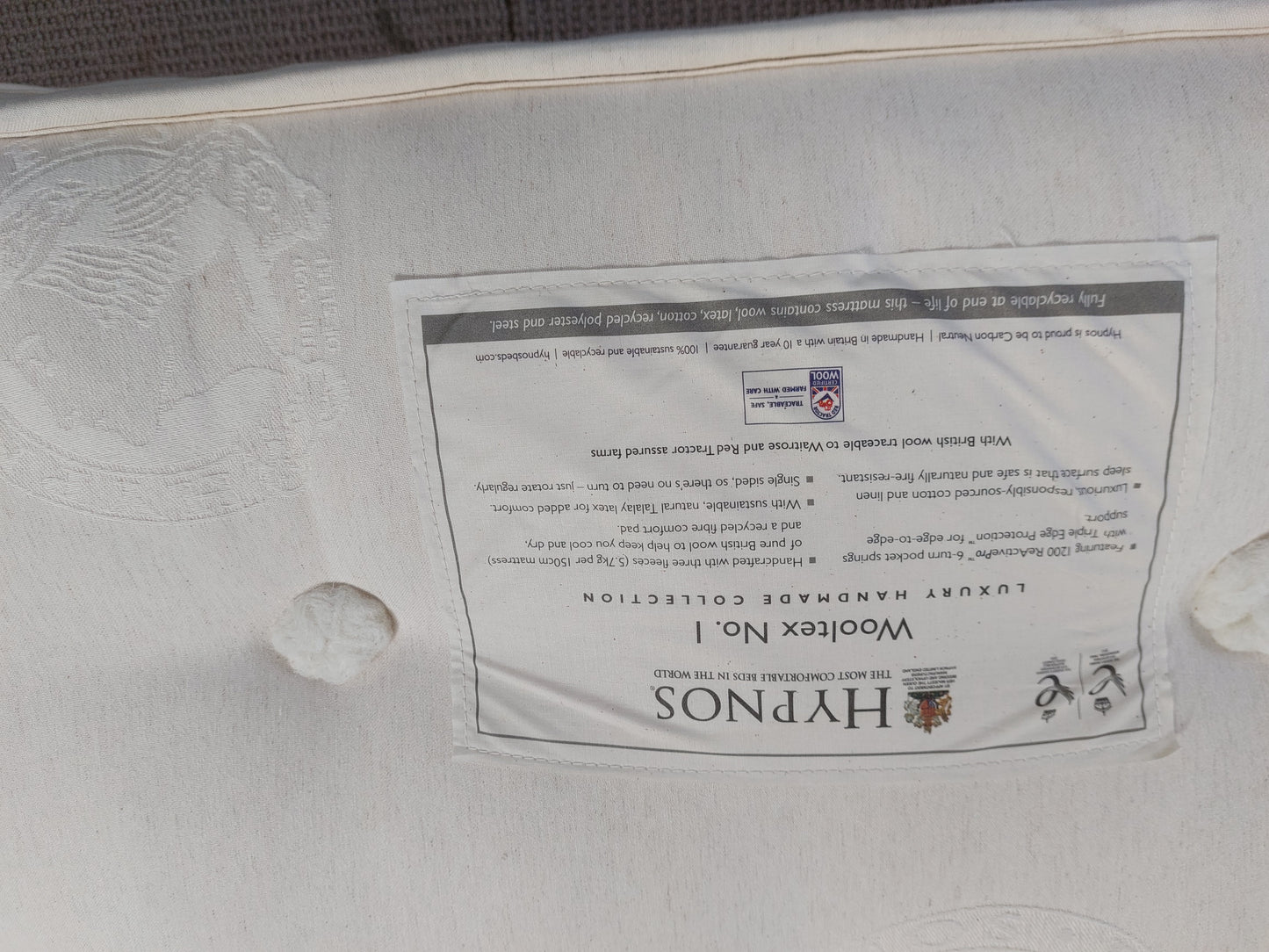 Hypnos Mattress Wooltex No.1 Pocket Spring , Medium Tension, Double