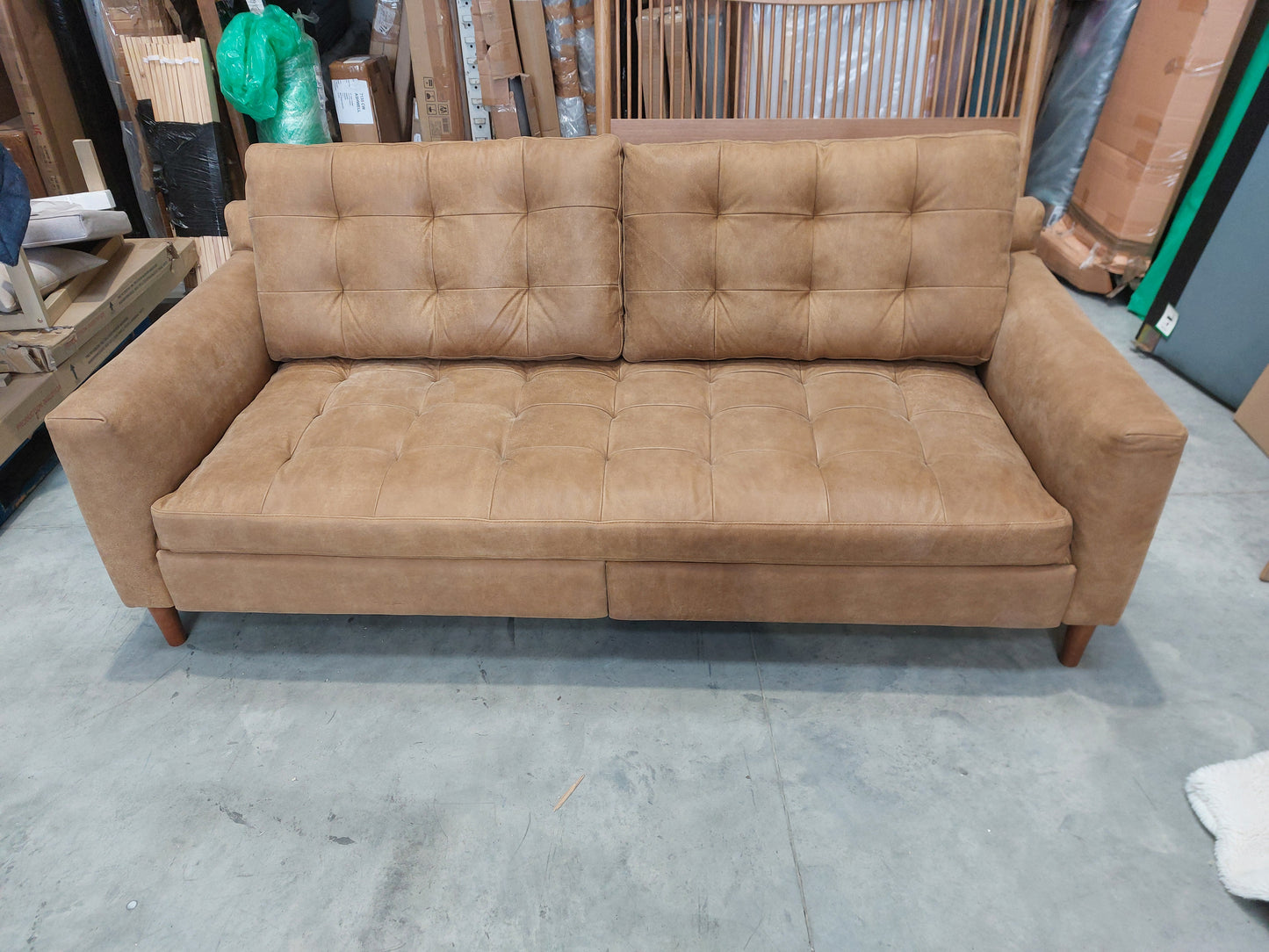 John Lewis Draper II Motion Large 3 Seater Leather Sofa, Light Leg, Demetra Light Tan