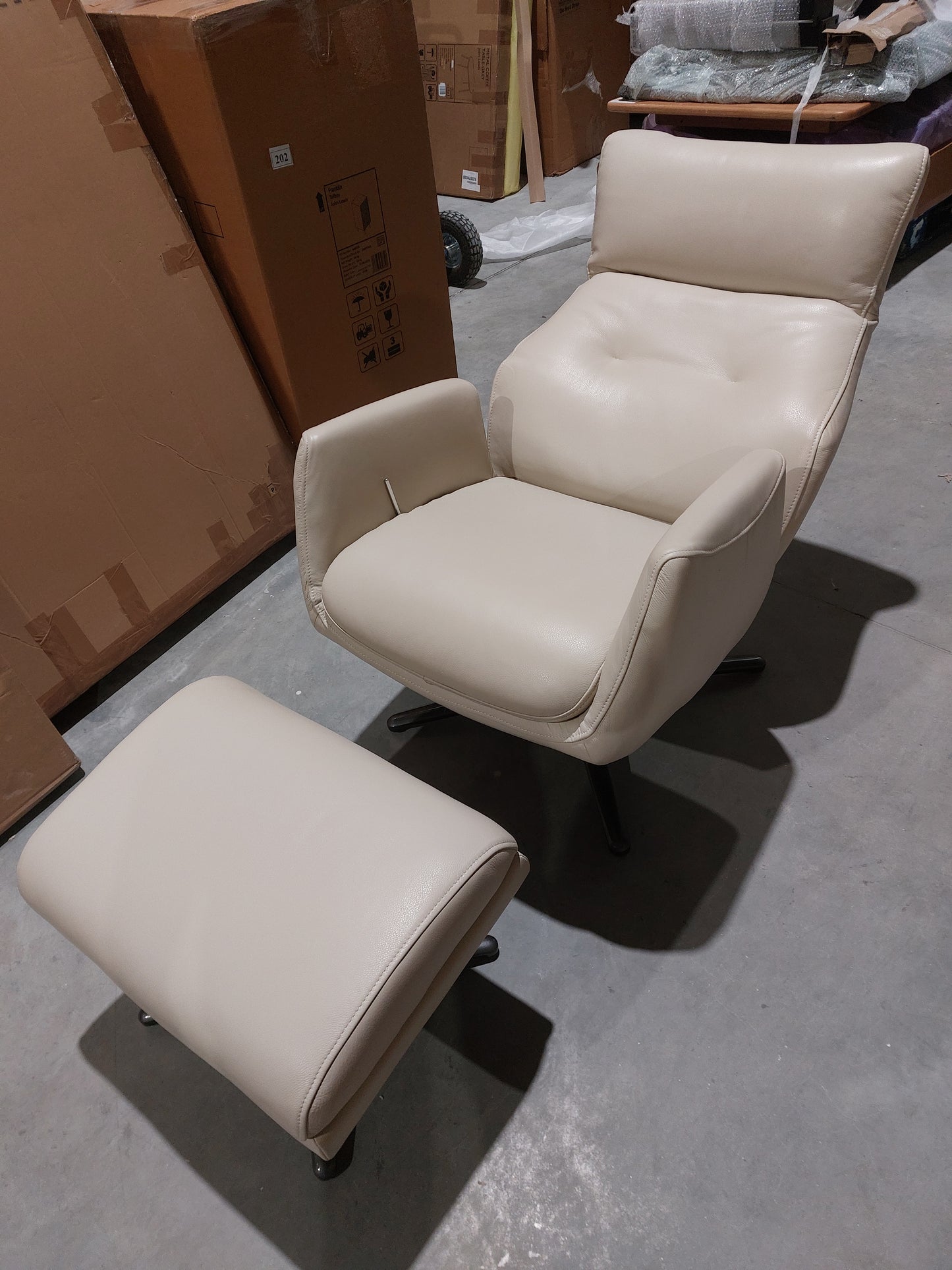 List - John Lewis Ease Leather Recliner Armchair and Footstool, Stone Leather