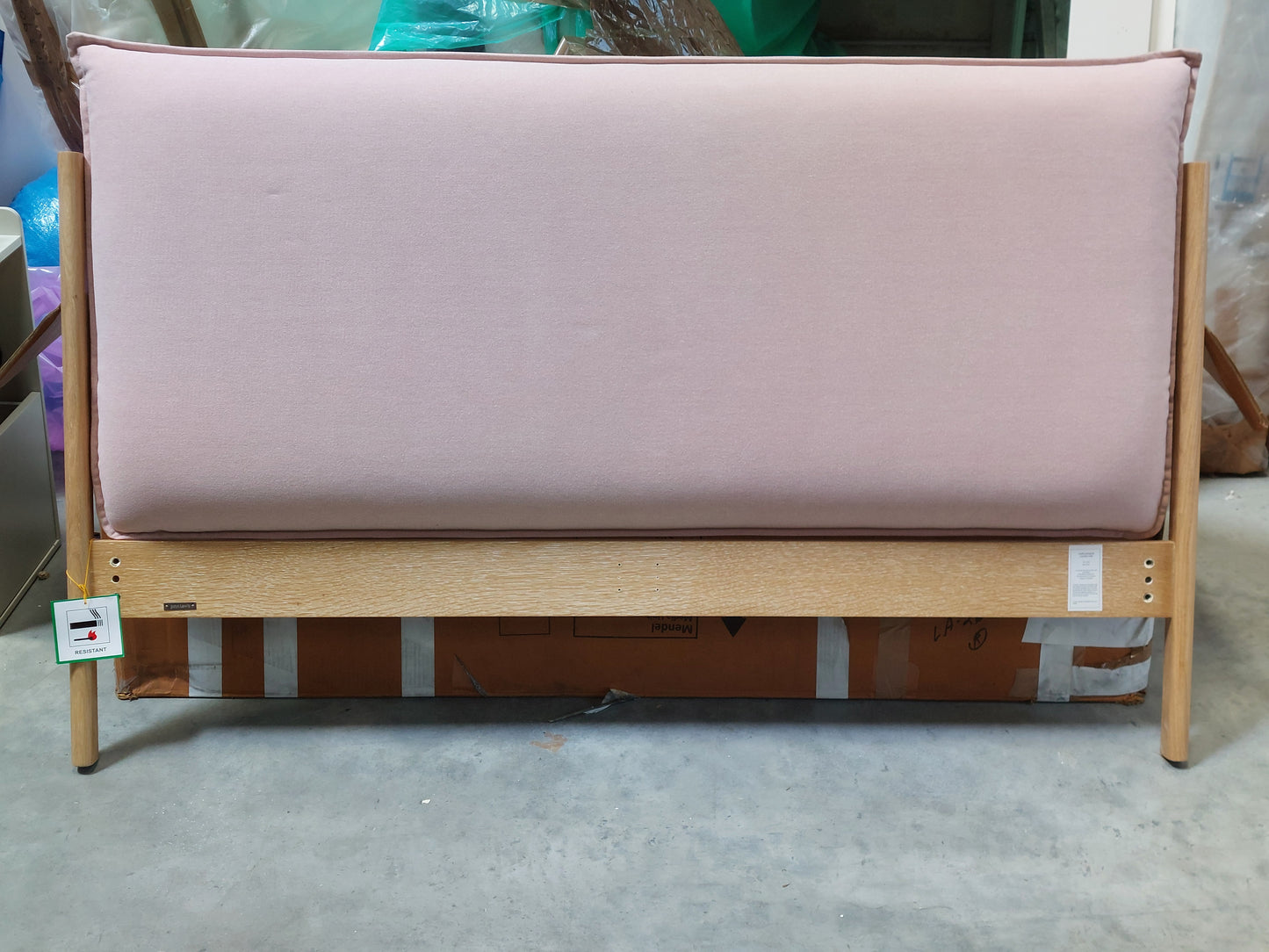John Lewis Pillow Bed Frame, King Size, Natural/Pink