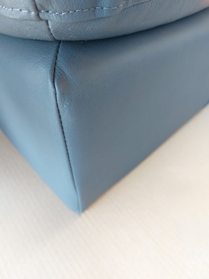 John Lewis Camden RHF Chaise Corner Leather Sofa, Dark Leg, Matt Navy