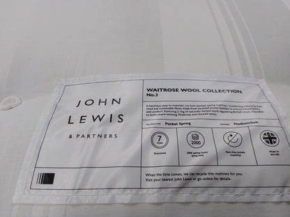John Lewis Waitrose Wool NO. 3 Pocket Spring Mattress Soft/Medium King Size