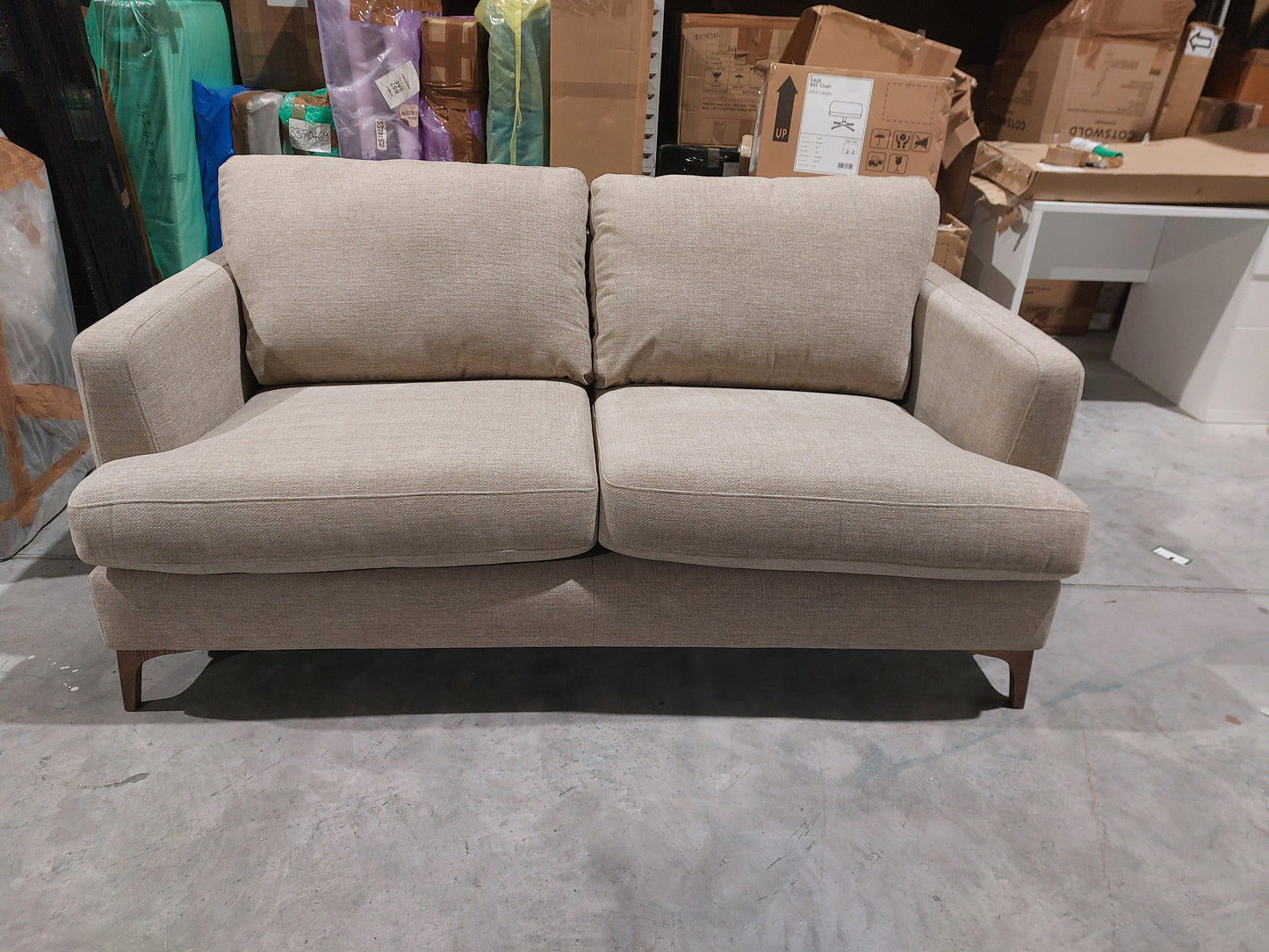 John Lewis Iona Large 3 Seater Sofa, Dark Leg, Easy Clean Chunky Chenille Natural