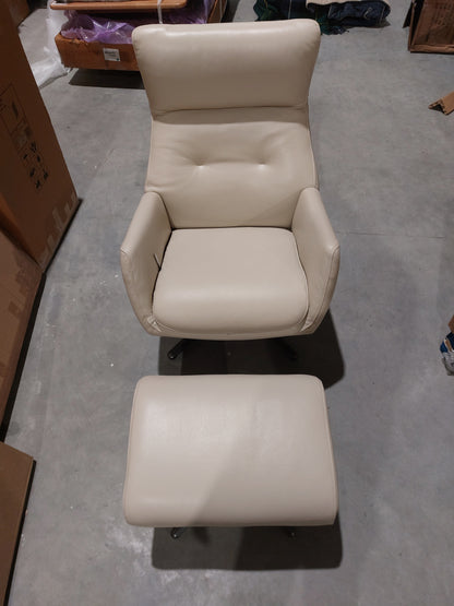 List - John Lewis Ease Leather Recliner Armchair and Footstool, Stone Leather