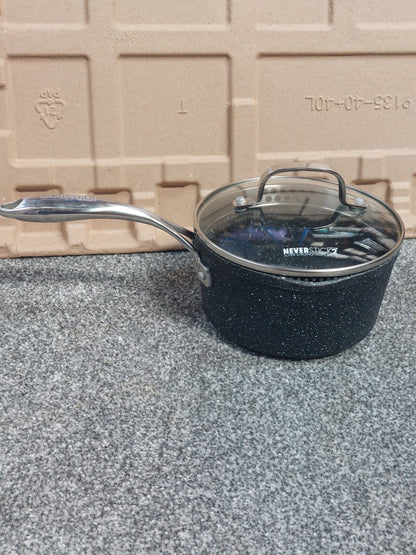 Eaziglide Neverstick2 Aluminium Non-Stick Saucepan Set with Lids, 3 Piece