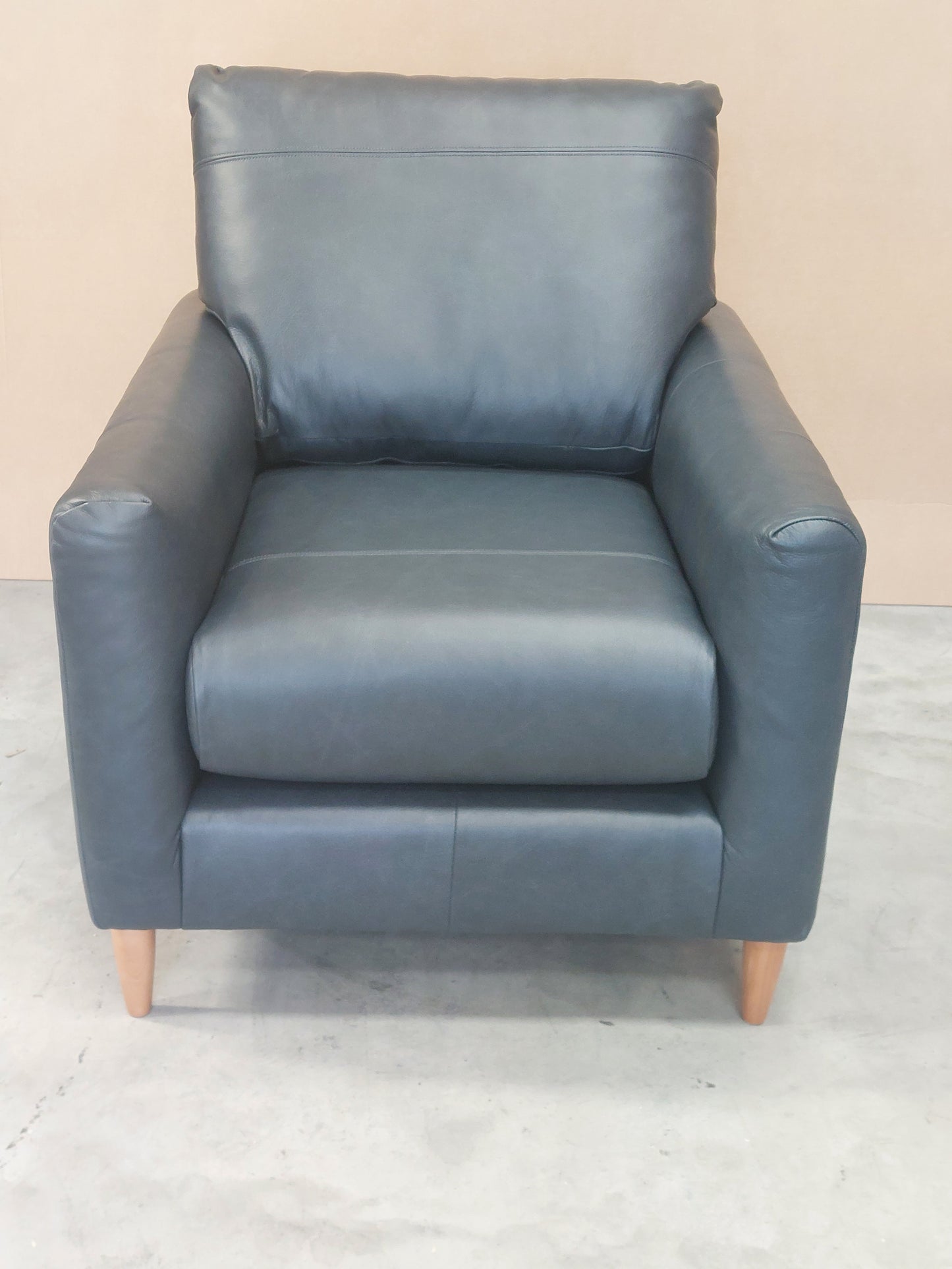 John Lewis Leather Armchair Bailey II Blue