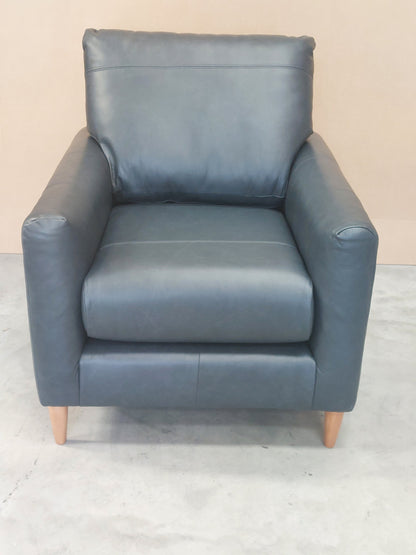 John Lewis Leather Armchair Bailey II Blue