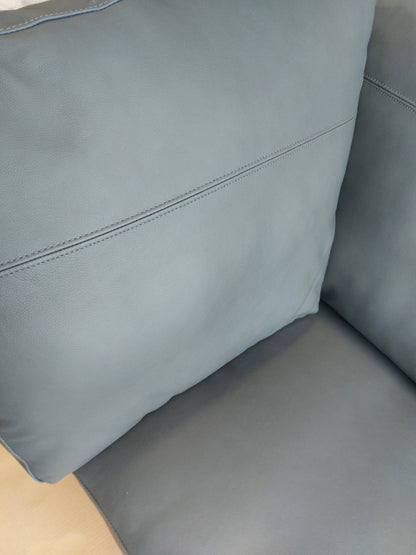 John Lewis Camden RHF Chaise Corner Leather Sofa, Dark Leg, Matt Navy