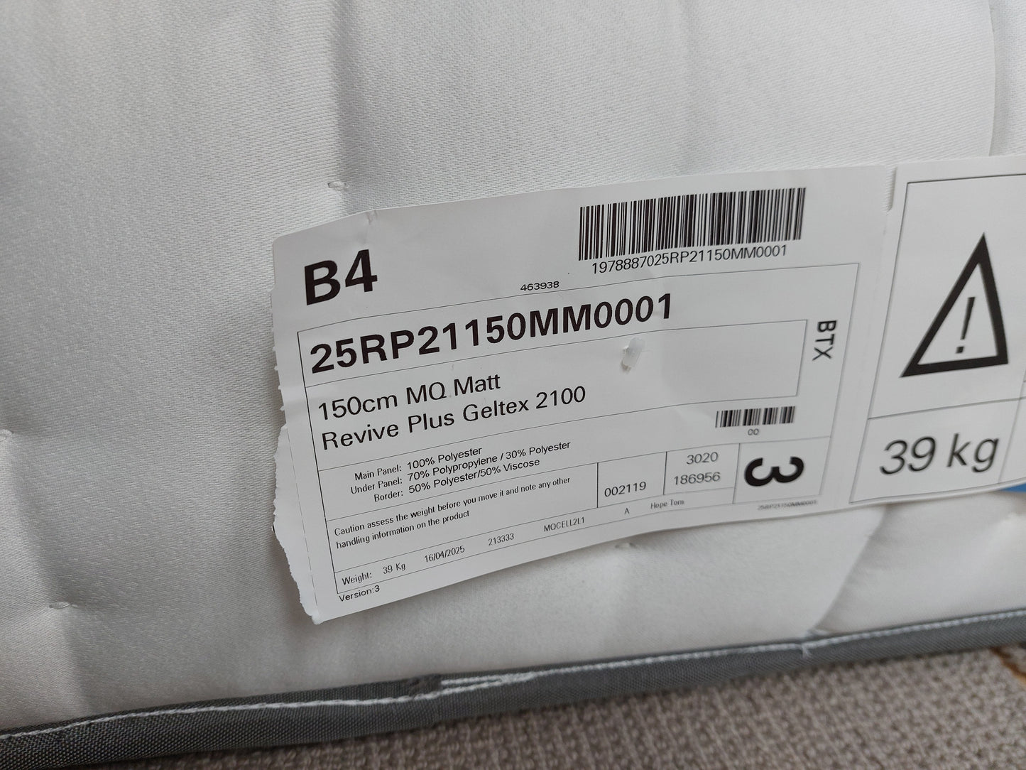 List - Silentnight Revive + Geltex 2100 Mi