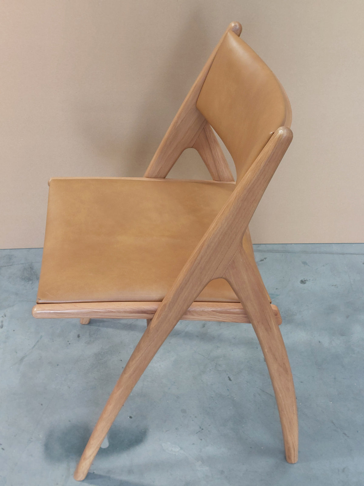 John Lewis Dining chair X-Ray Leather Oak/Camel