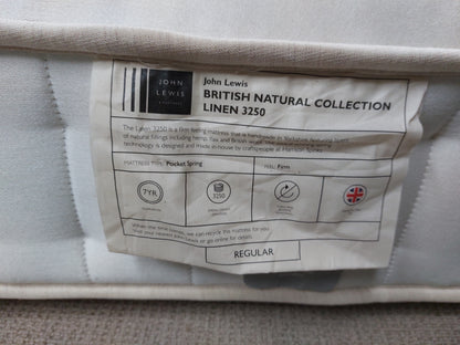 John Lewis British Natural Collection Linen 3250 Mattress, Regular Tension, Super King Size