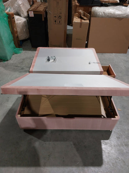 Silentnight 2 Drawer Continental Half Ottoman Divan Storage Bed, Dusky Pink