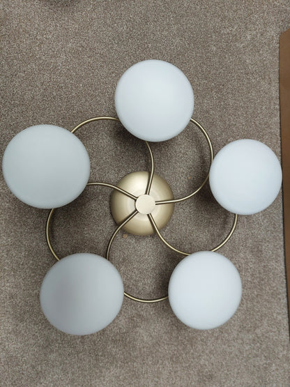 John Lewis Tameo 5 Arm Flush Ceiling Light, Brass