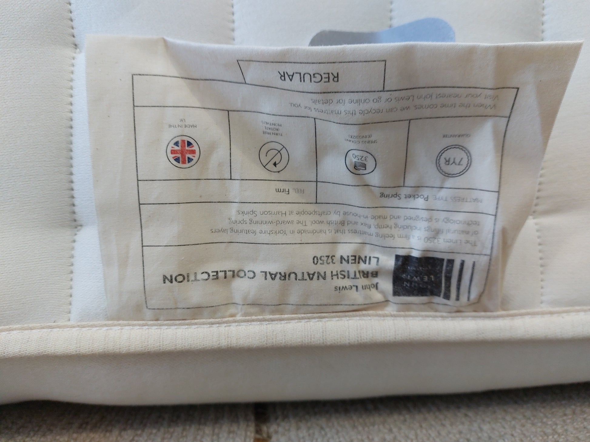 John Lewis British Natural Collection Linen 3250 Regular King Size