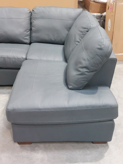 John Lewis Camden RHF Chaise Corner Leather Sofa, Dark Leg, Matt Navy