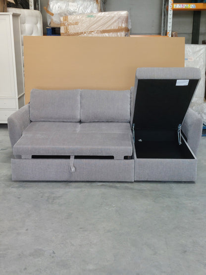 John Lewis Sansa Splayed Arm Sofa Bed with Storage Aquaclean Matilda Steel