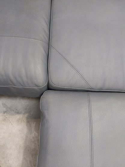 John Lewis Camden RHF Chaise Corner Leather Sofa, Dark Leg, Matt Navy
