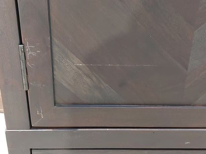 John Lewis Padma Double Wardrobe with 1 Drawer, Grey acacia /Brass