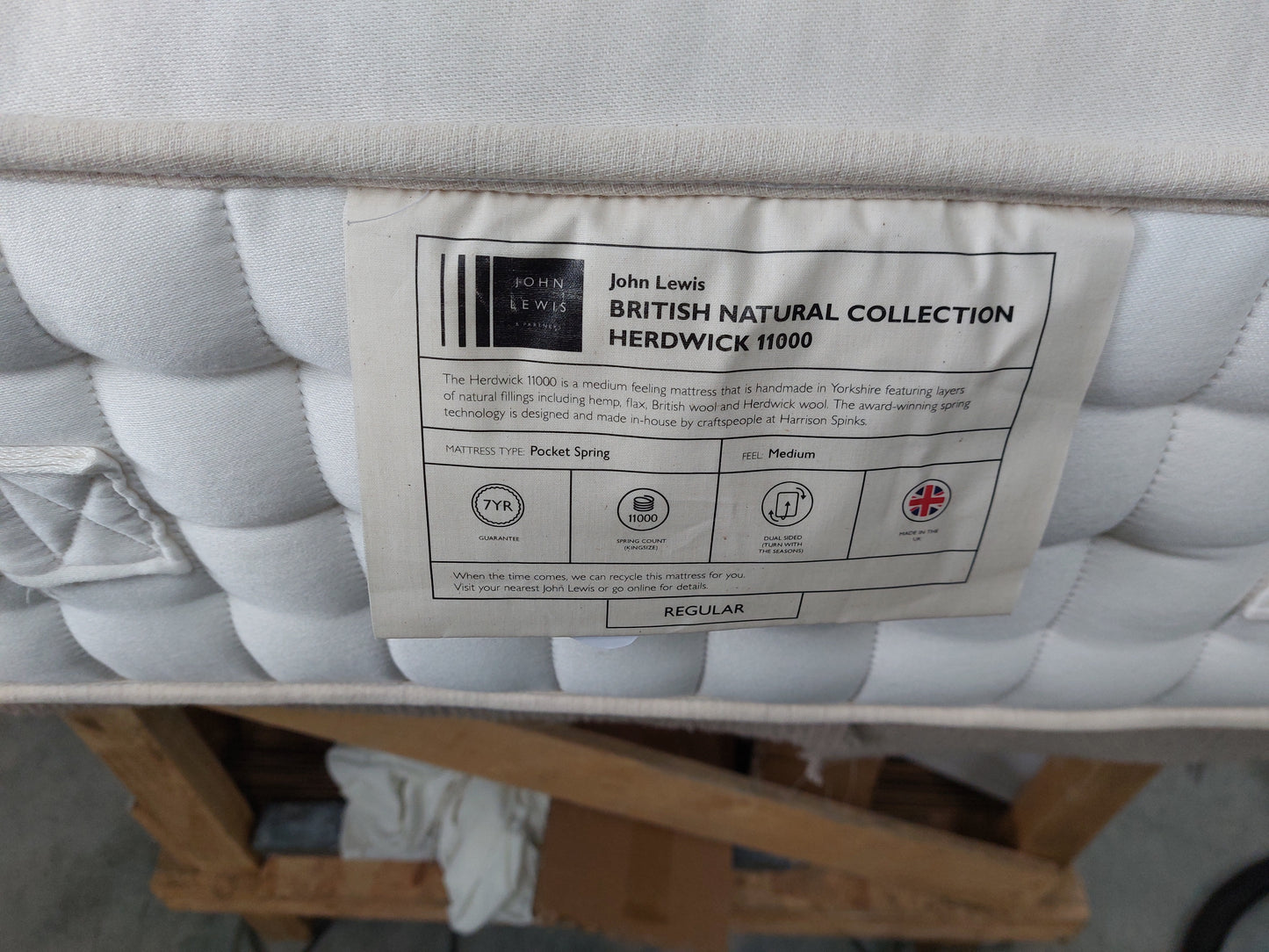 John Lewis British Natural Collection Herdwick 11000 Mattress, Regular Tension, Double