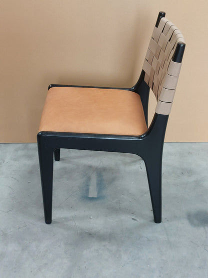 John Lewis West Elm Dunham Dining Chair in Black / Tan