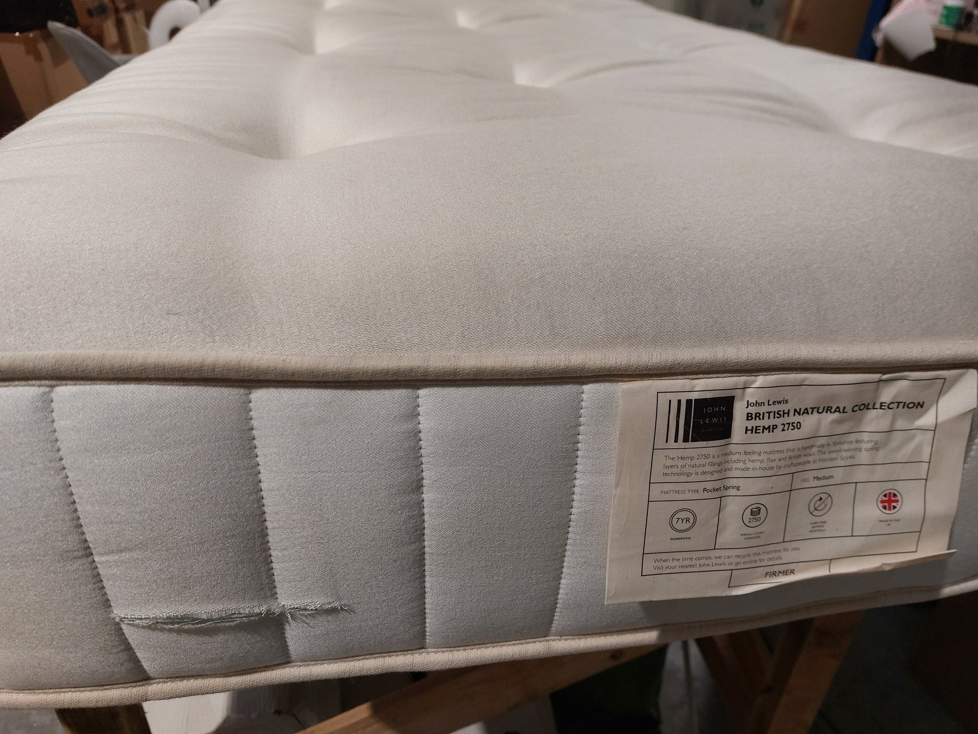 John Lewis British Natural Collection Hemp 2750 Zip Link Regular Tension Super King Size