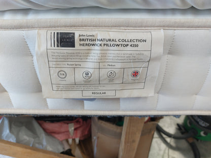 John Lewis King Size Mattress Pillow Top 4250 Zip & Link British Natural Herdwick