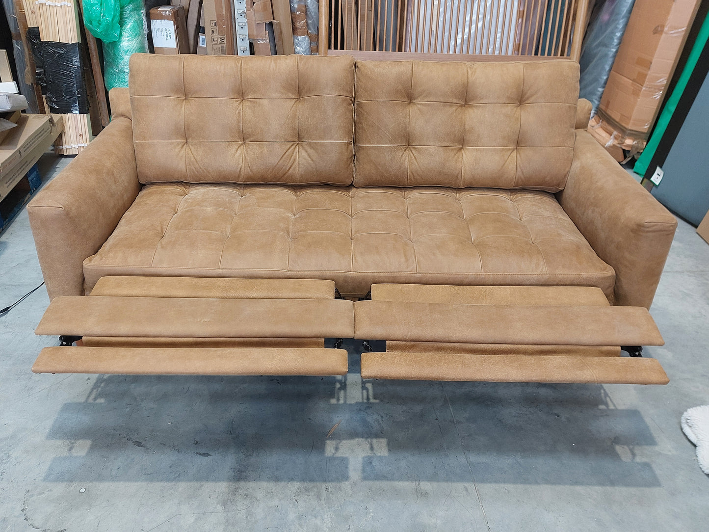 John Lewis Draper II Motion Large 3 Seater Leather Sofa, Light Leg, Demetra Light Tan