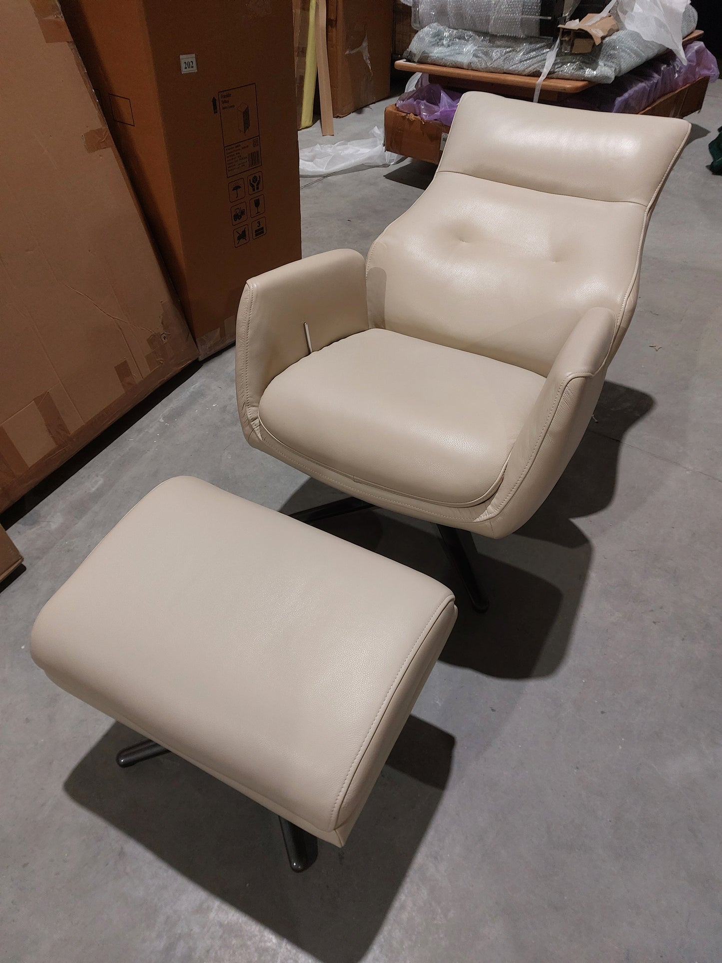 List - John Lewis Ease Leather Recliner Armchair and Footstool, Stone Leather