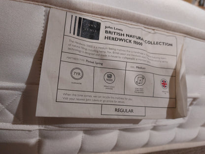 John Lewis Zip Link Herdwick 11000 Mattress Regular Tension Super King Size