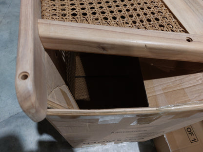 John Lewis Woven Rattan Panel Acacia Wood Garden Lounge Chair, Natural