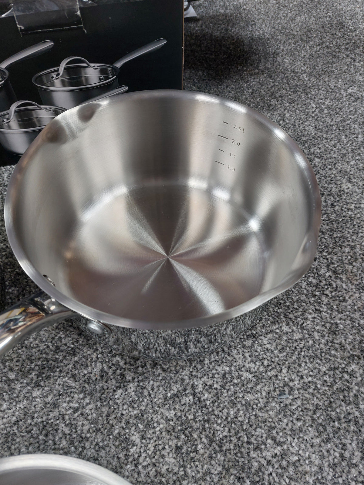 John Lewis 'The Pan' Stainless Steel Uncoated Saucepan Only Set, 3 Piece (No Lids Included)