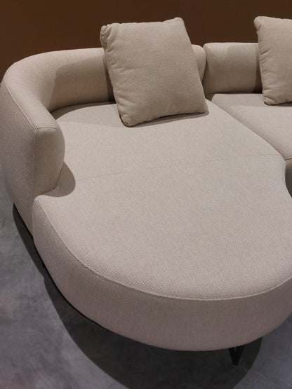 John Lewis Lozenge Grand 5 Seater LHF Chaise End Sofa, Metal Leg, Twisted Boucle Putty