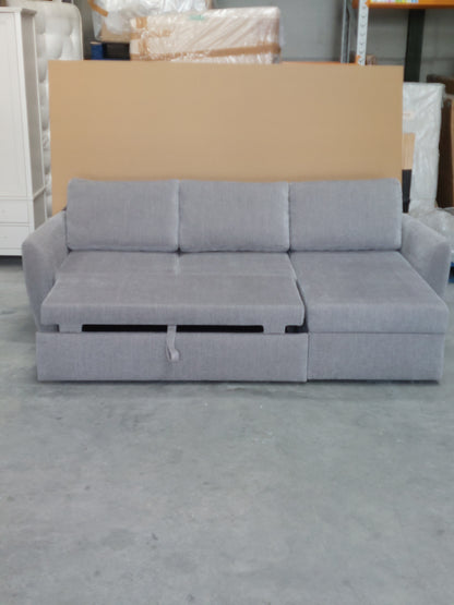 John Lewis Sansa Splayed Arm Sofa Bed with Storage Aquaclean Matilda Steel