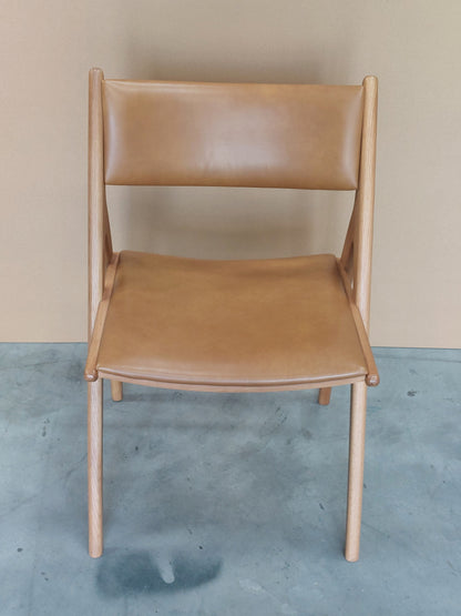 John Lewis X-Ray Leather Dining chair, Oak/Camel Kitchen Seat