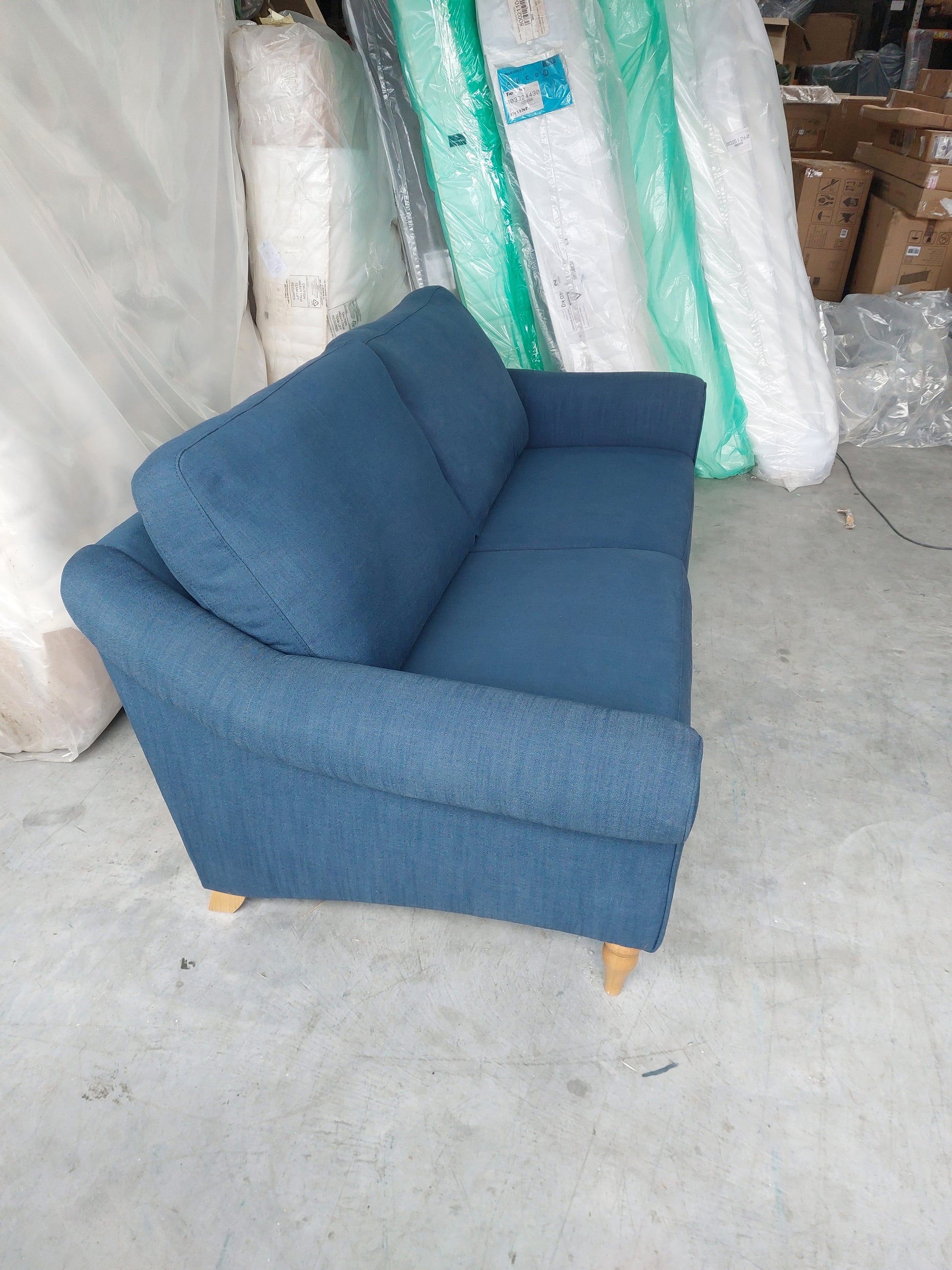 John Lewis Camber Large 3 Seater Sofa Blue Linen