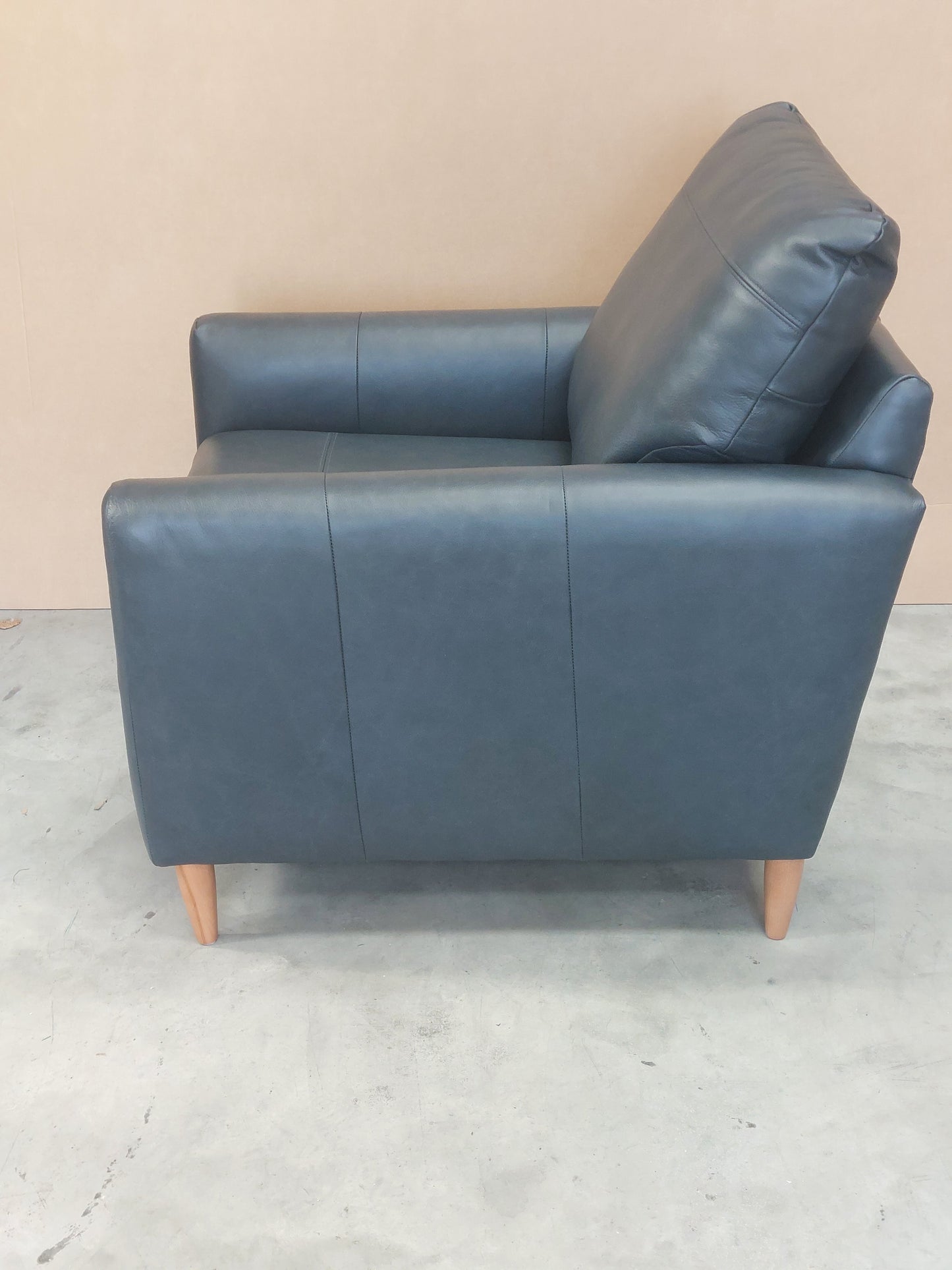 John Lewis Leather Armchair Bailey II Blue