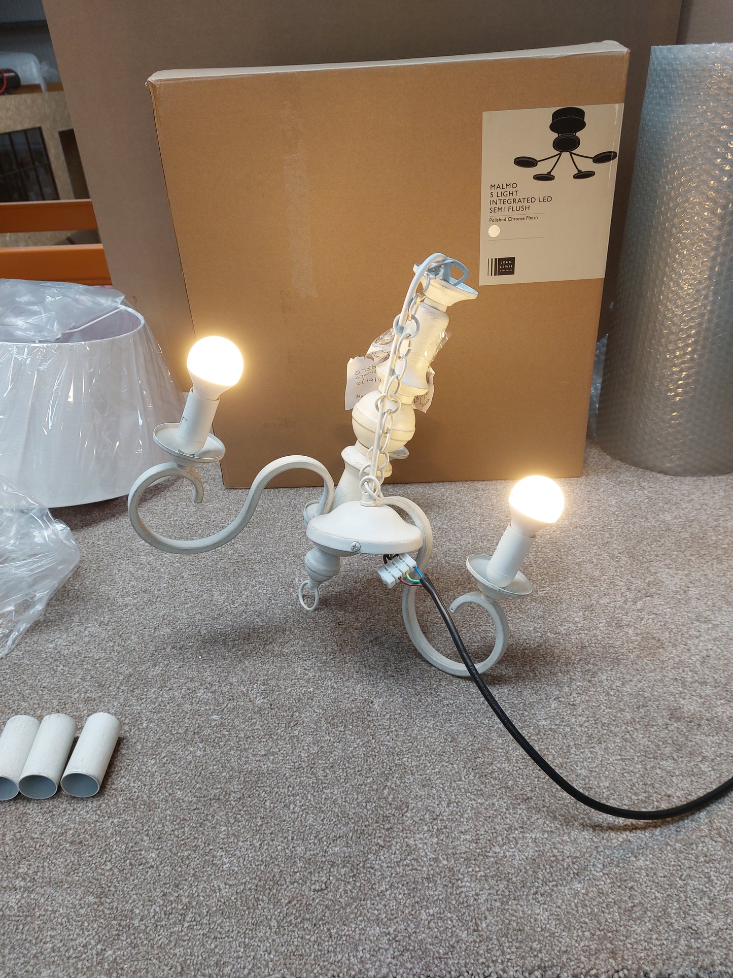 John Lewis Carlita 3 Arm Ceiling Light, White