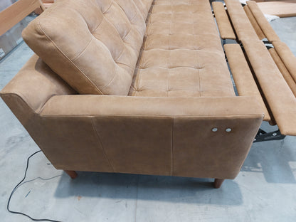 John Lewis Draper II Motion Large 3 Seater Leather Sofa, Light Leg, Demetra Light Tan